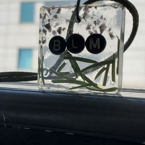 BLM square Resin necklace or keychain